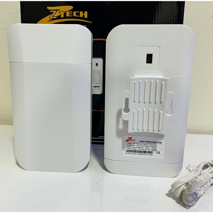 ZTECH " 1KM 2*10/100Mbps RJ45 1 x POE+1 x LAN port 24V PoE or 12V DC 300Mbps  - ZR-1000