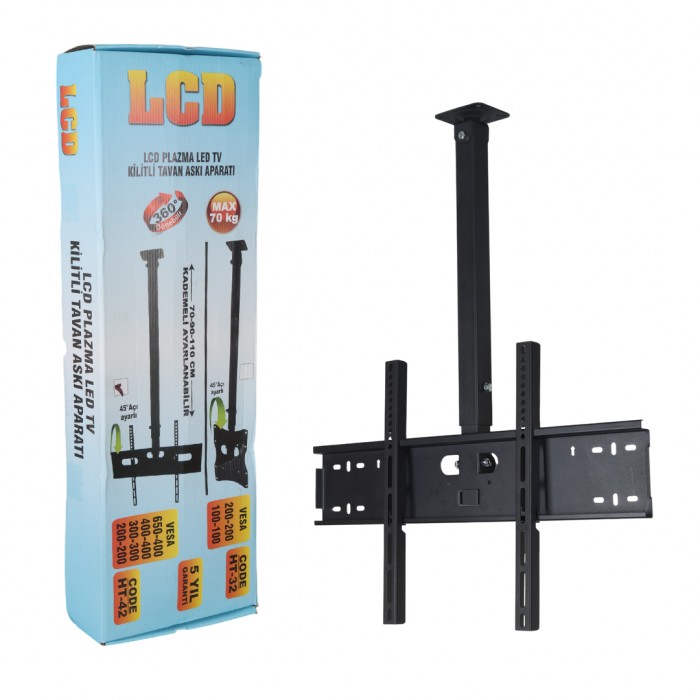 POWERMASTER LED/LCD/ PLAZMA 70-90-110 CM DAR AĞIZ 45 DERECE AÇILI TAVAN TV ASKI APARATI - PM-32