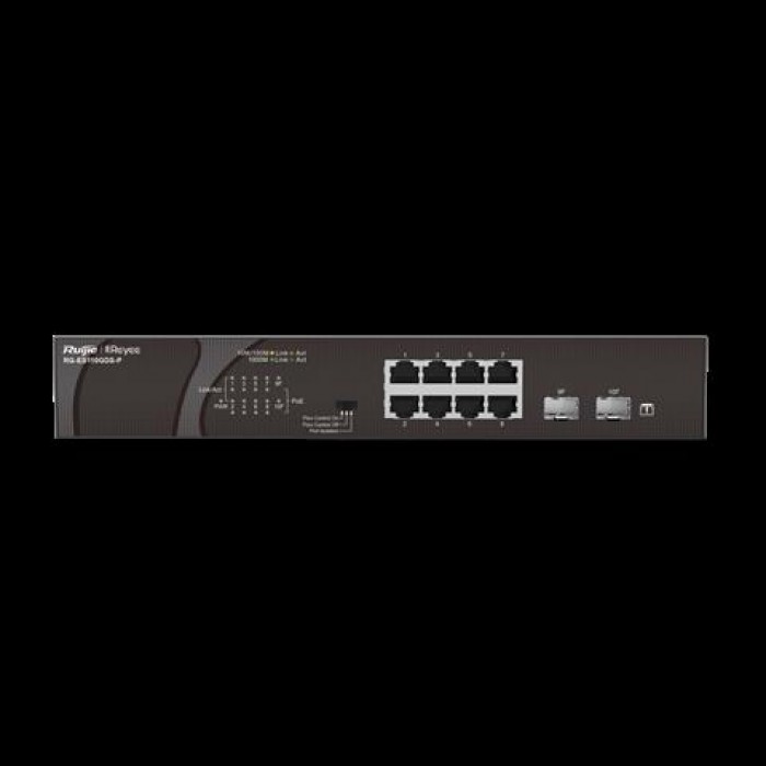 Reyee RG-ES110GDS-P 10 Portlu, 10/100/1000 Gigabit, Tak Çalıştır Switch, 2 SFP, 8 Port PoE+ (120W)   - RG-ES110GDS-P