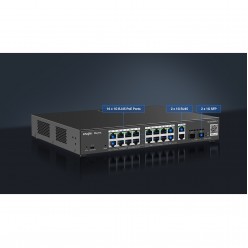Reyee 20 Portlu, 10/100/1000 Gigabit, Yönetilebilir Switch, 2 SFP, 2 Gigabit RJ45 Uplink, 16 Port PoE+ (250   - RG-ES220GS-P