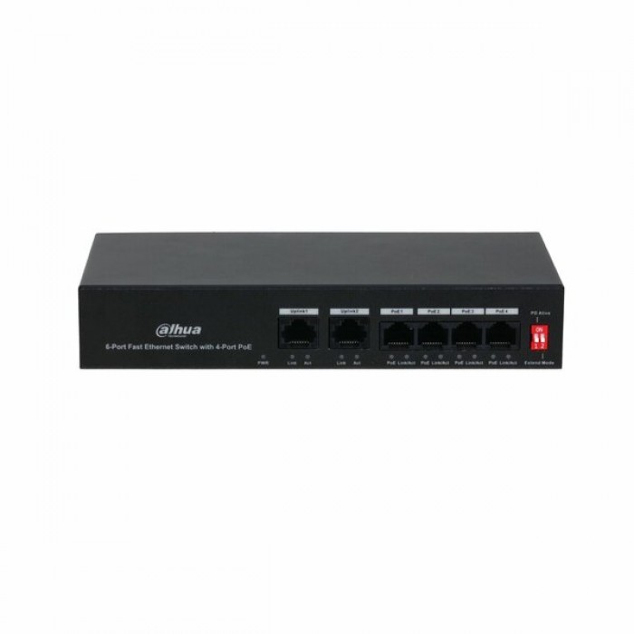 DAHUA 6-Port Fast Ethernet Switch with 4-Port PoE - DH-PFS3006-4ET-36 - 6