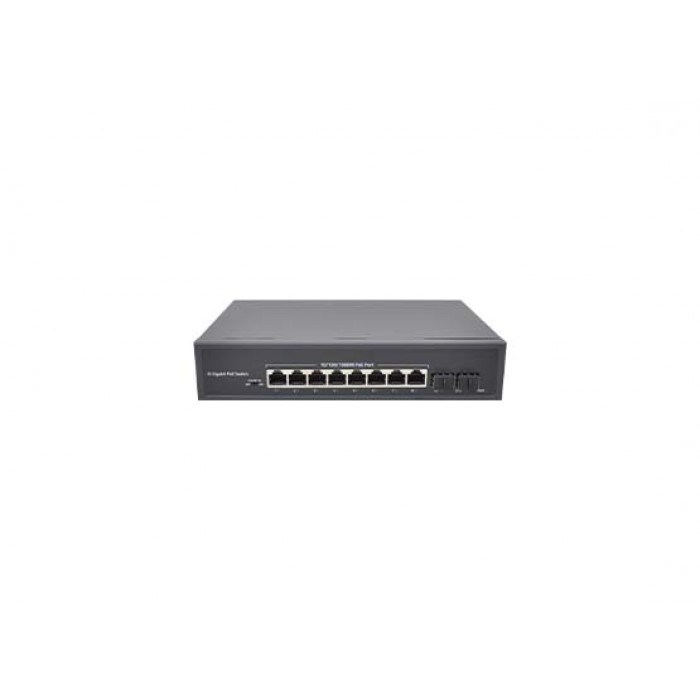 VIDEOPARK 8 Port Gbit PoE + 2 Port SFP 120W Poe Switch Dahili Power - VP-8PG-2SFP